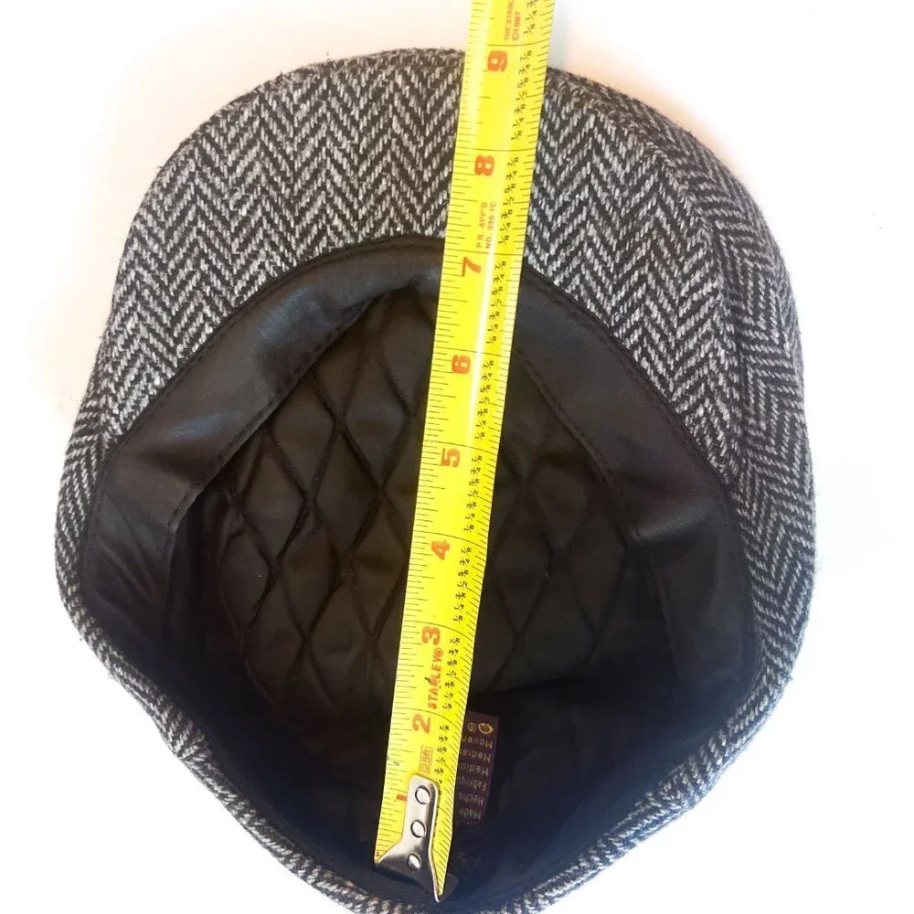 Dorfman Pacific Black & Gray Men's Classic Herringbone Ivy Cap